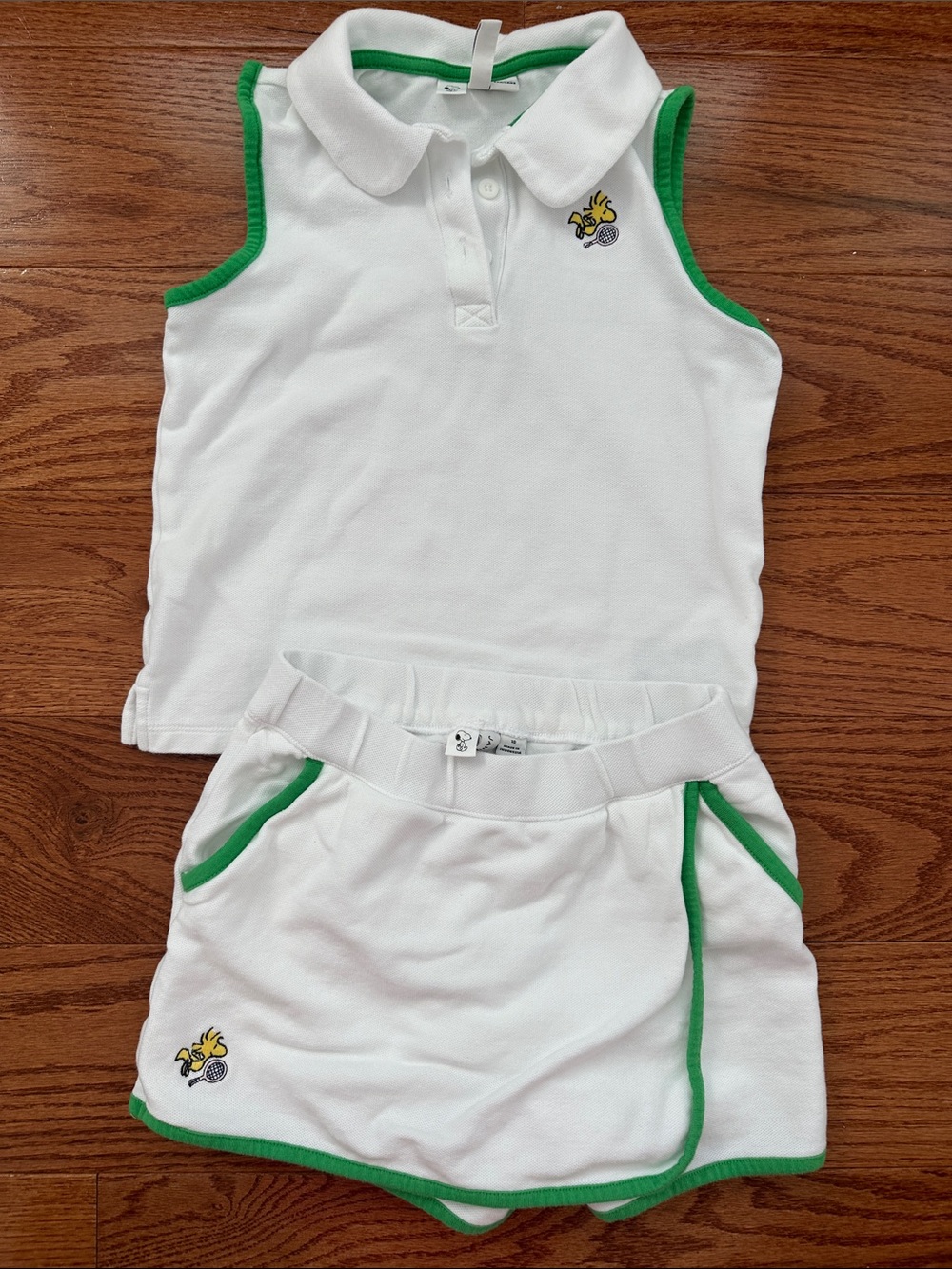 NWOT - Janie and Jack White & Green Sleeveless Polo Top and Skort Set - 10